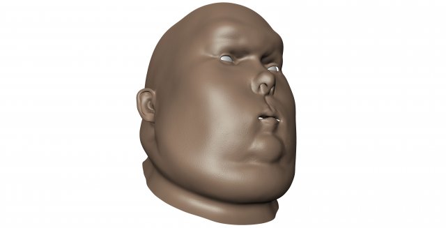 Obese Male High poly and low poly head mesh model VR – AR – low-poly 3D model 3D Model