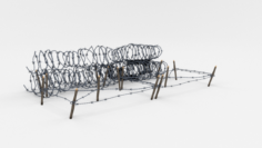 Low Poly Barb Wire Obstacle 23 3D Model