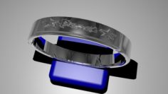 Silver Ring design with peace relief 3D Model