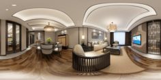 Panorama Antique Chinese Style Living Room Restaurant Space 24 3D Model