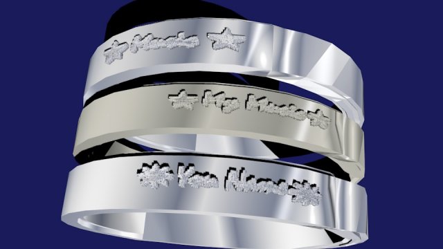 Set of rings with scripts music my music your name 3D Model