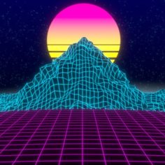 The Grid (80s Neon Landscape) 						 Free 3D Model