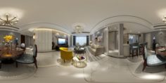 Panoramic American Style Living Room Restaurant Space 21 3D Model