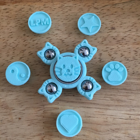 Customizable Fidget Spinner 608 Bearing Caps 3D Print Model