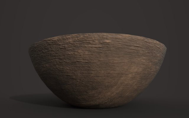 Simple Dark Wood Bowl Free 3D Model