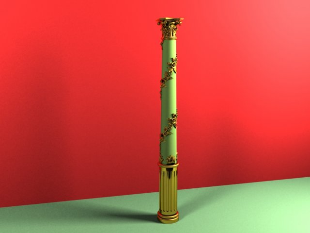 Carved column with elements of gilding 3D model 3D Model