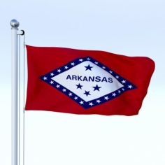 Animated Arkansas Flag 3D Model
