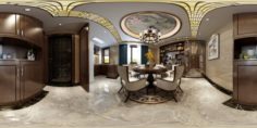 Panorama Antique Chinese Style Restaurant Kitchen Space 02 3D Model