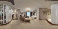 Panoramic Deluxe European Family Living Room Restaurant 17 3D Model