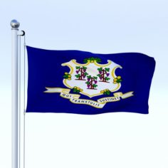 Animated Connecticut Flag 3D Model