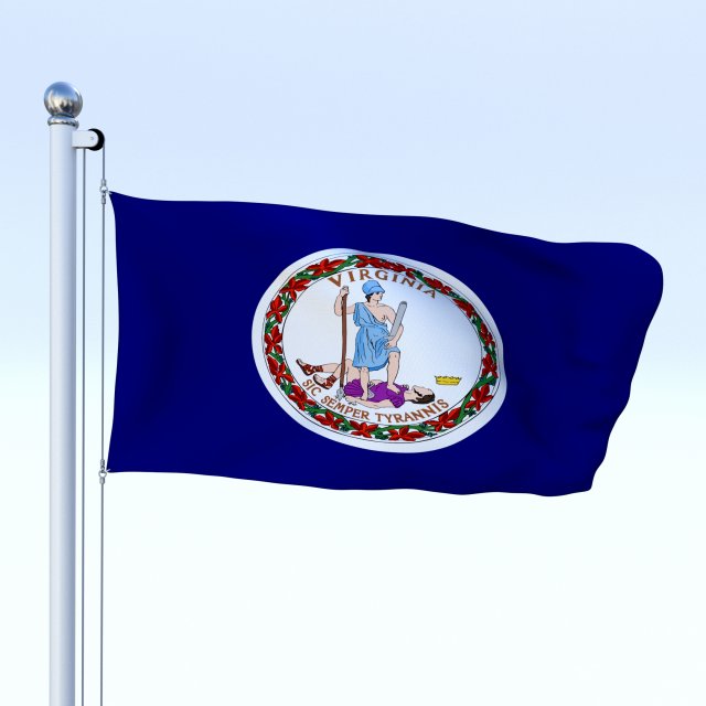 Animated Virginia Flag 3D Model