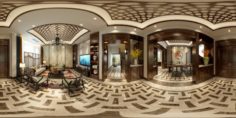 Panorama Antique Chinese Style Living Room Restaurant Space 25 3D Model
