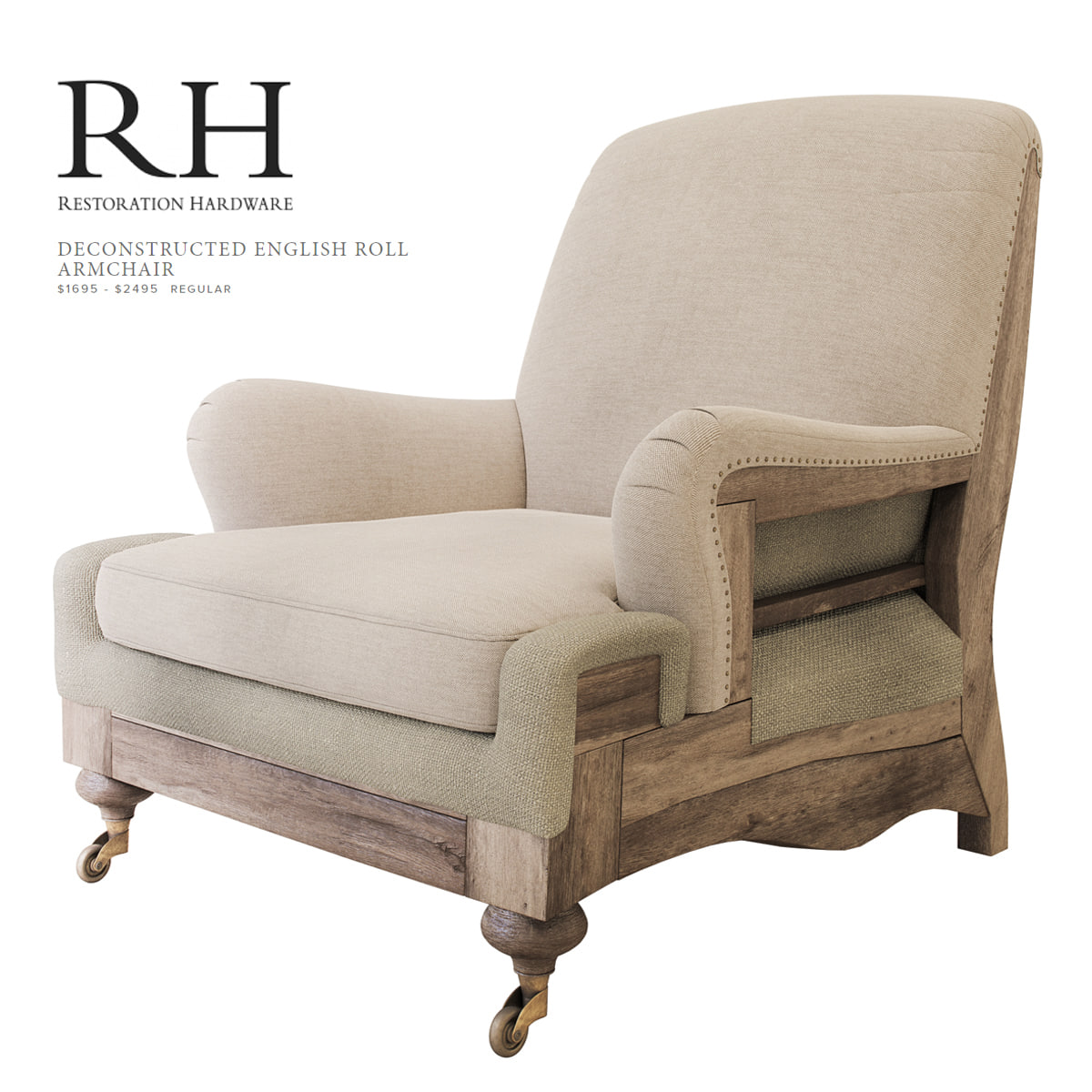 Deconstructed English Roll Arm Chair 3D Model