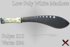 Low Poly White Machete 3D Model