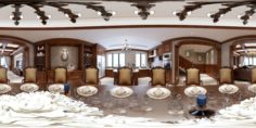Panoramic American Style Restaurant Kitchen Space 02 3D Model