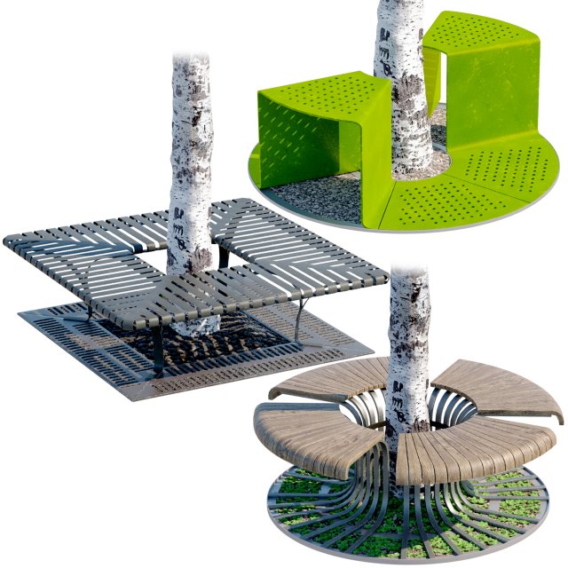 Tree Bench Grates 3D Model