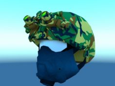 Combat Helmet with Night Vision goggles 3D Model