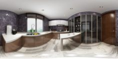 Panoramic contemporary style dining room kitchen space 05 3D Model