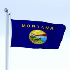 Animated Montana Flag 3D Model
