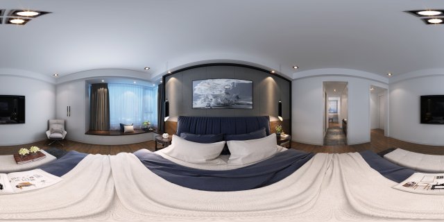 Panorama modern style family bedroom space 06 3D Model
