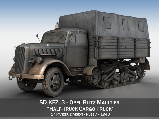 Opel Blitz Maultier – Half-Truck Cargo truck – 17 PzDiv 3D Model