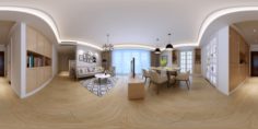 Panoramic Modern Style Living Room Restaurant Space 64 3D Model