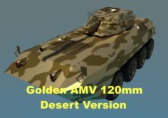 Golden AMV Armored Mortar Vehicle Desert Version 3D Model
