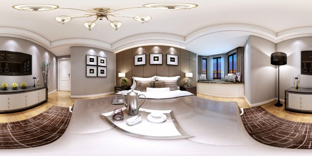 Panoramic neo-classical style family bedroom space 02 3D Model