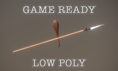 Spear and Club low poly game ready 3D Model