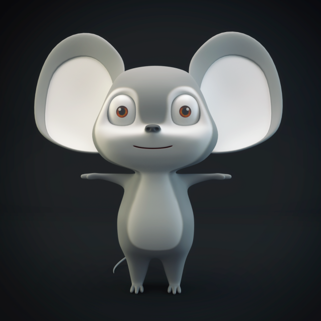 Cartoon Mouse Gray 3D Model