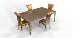Dinning Table Golden Art 3D Model