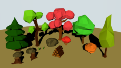 Low Poly Forest Pack 3D Model