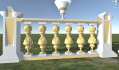 Balustrade Gold Palace Decor Baroque 2 3D Model