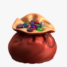 Pouch with Gems 3D Model