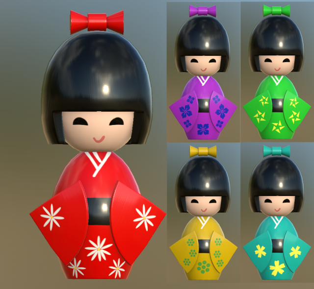 Kokeshi Japanese doll 3D Model