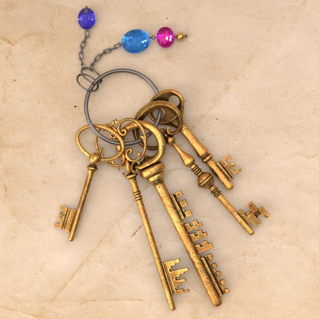 Keys with Keychain 3D Model