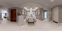 Panoramic Modern Style Living Room Restaurant Space 53 3D Model