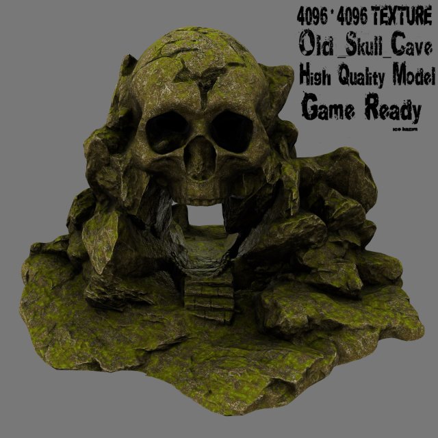 Mossy skull cave 3D Model