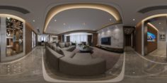 Panoramic Modern Style Living Room Restaurant Space 66 3D Model