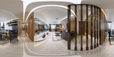 Panoramic Modern Style Living Room Restaurant Space 87 3D Model