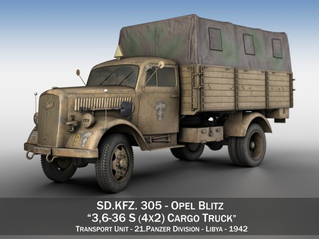 Opel Blitz – 21 Panzer-Division 3D Model