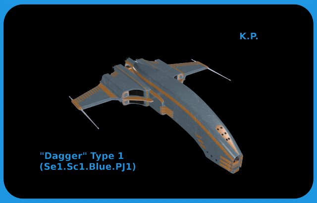 Space Ship Dagger Type 1 Se1-Sc1-Blue-PJ1 3D Model