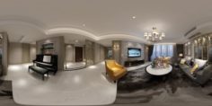 Panoramic neo-classical style living room restaurant 05 3D Model