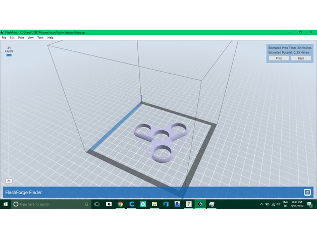 three ray fidget 3D Print Model