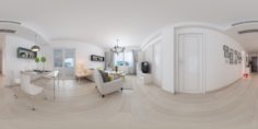 Panoramic Modern Style Living Room Restaurant Space 90 3D Model
