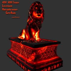 Fire lion statue 3D Model