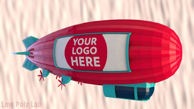 Cartoon Airship Low Poly Blimp Free 3D Model