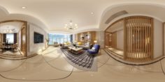 Panoramic Modern Style Living Room Restaurant Space 48 3D Model