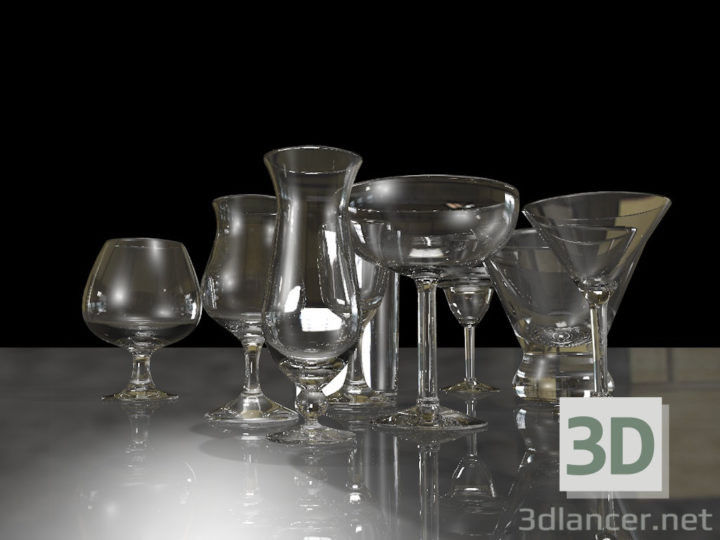 3D-Model 
A set of wine glasses.