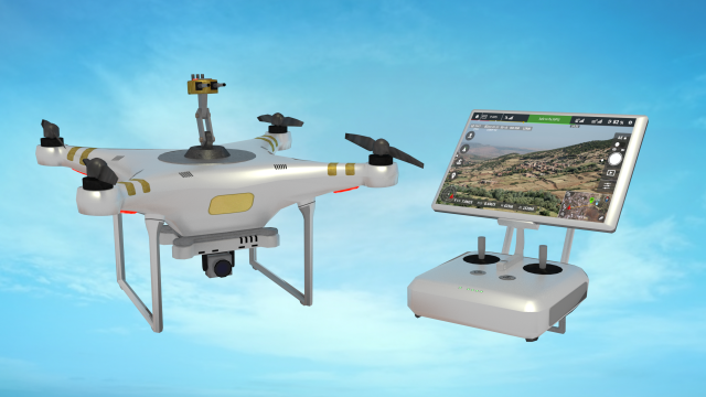 Drone with Turret and Controller 3D Model